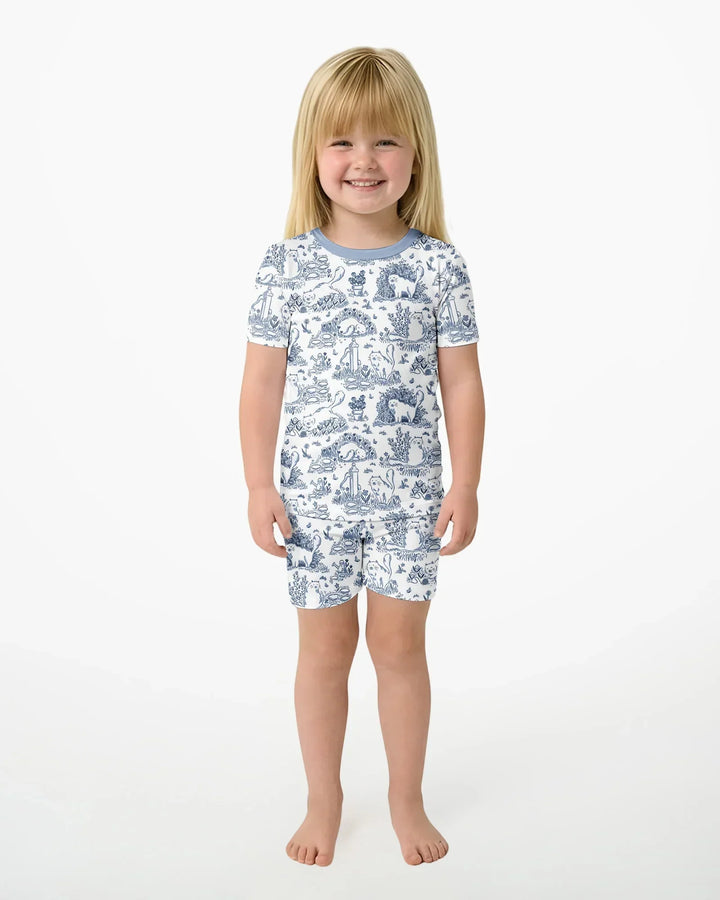 Toile Cats Bamboo Two Piece Short Sleeve Shorts Pajama Set