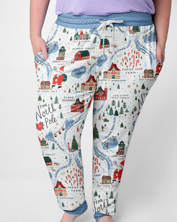 The North Pole Map Bamboo Women Pajama Set