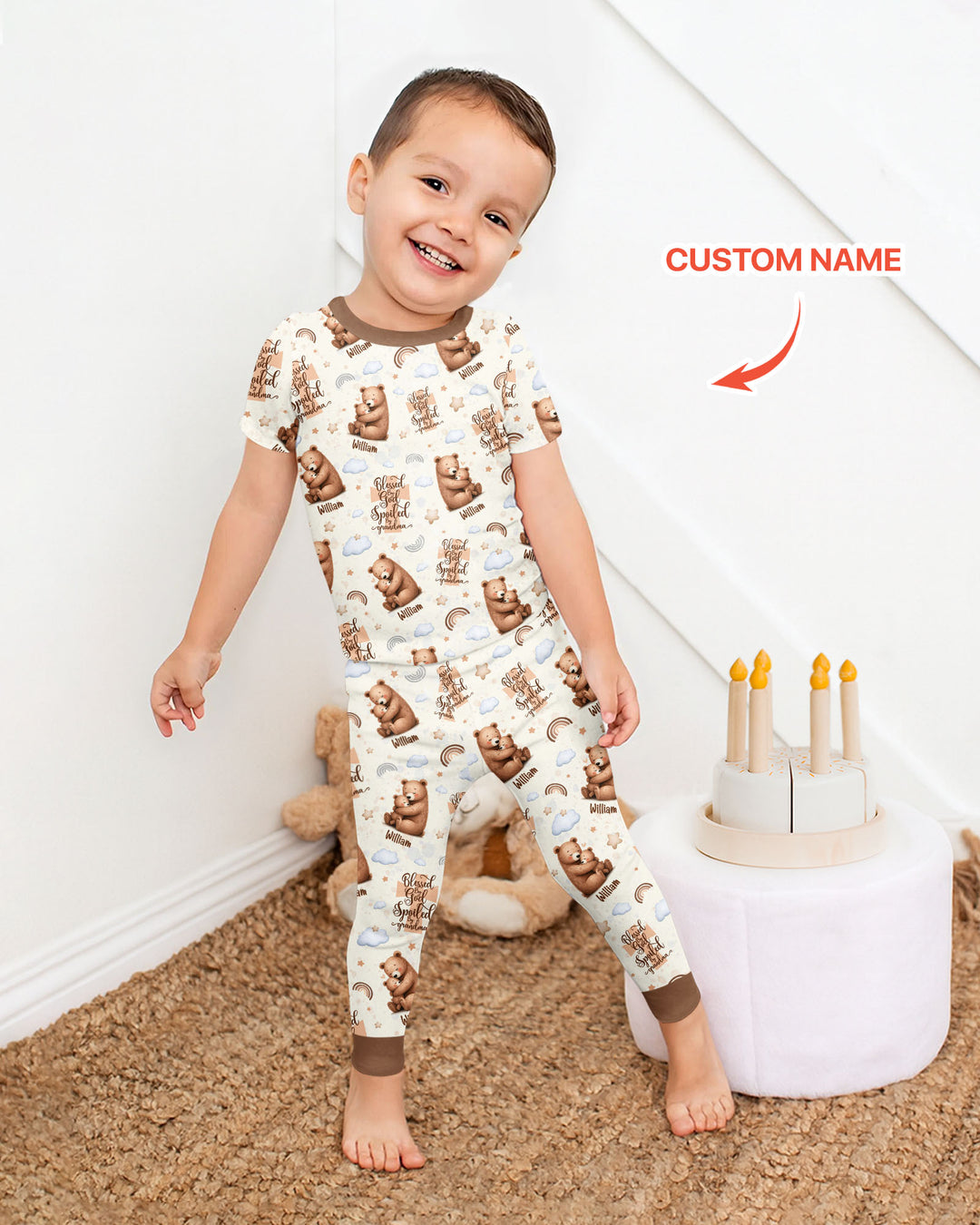 CUSTOM Template Bamboo Two Piece Short Sleeve Pyjamas Set