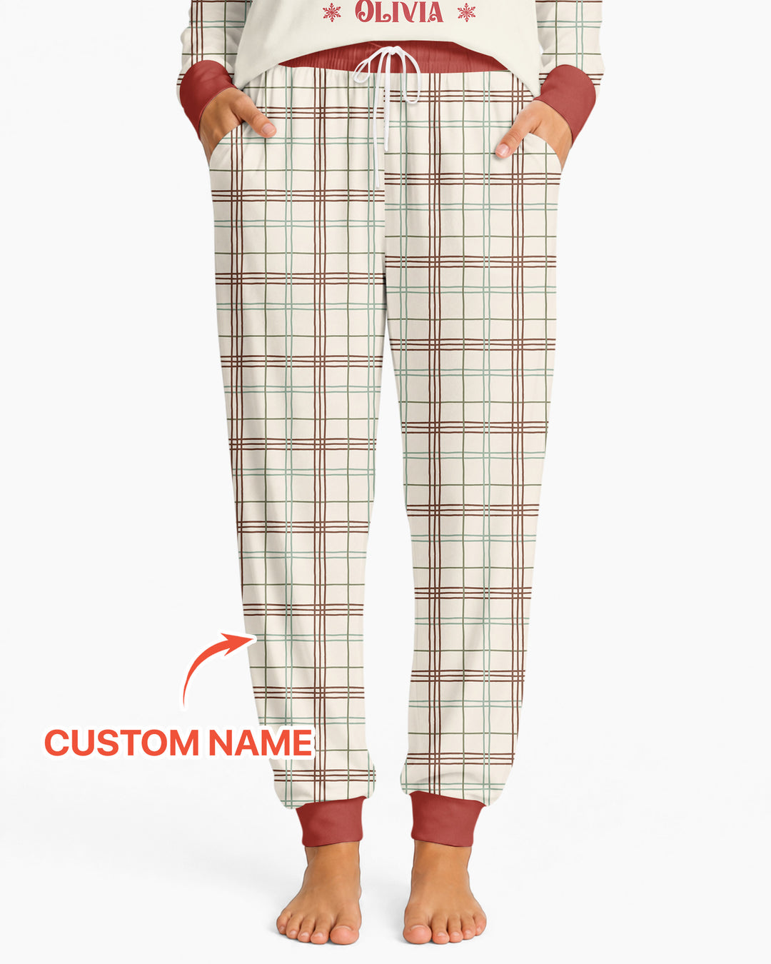 Custom Name Vintage Deck The Halls Bamboo Women Pajama Set