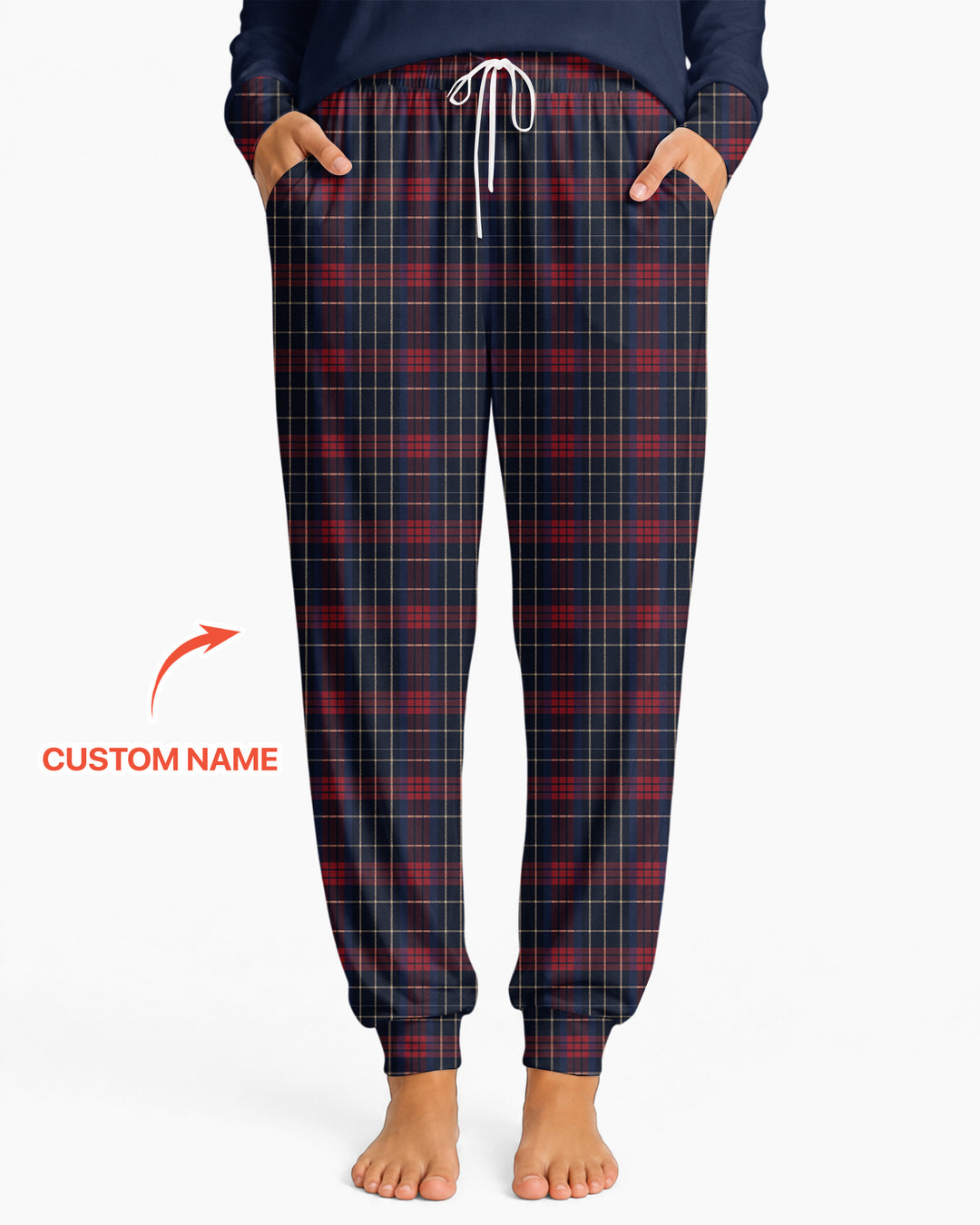 Custom Name North Pole Plaid Bamboo Women Pajama Set