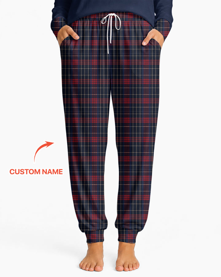 Custom Name North Pole Plaid Bamboo Women Pajama Set