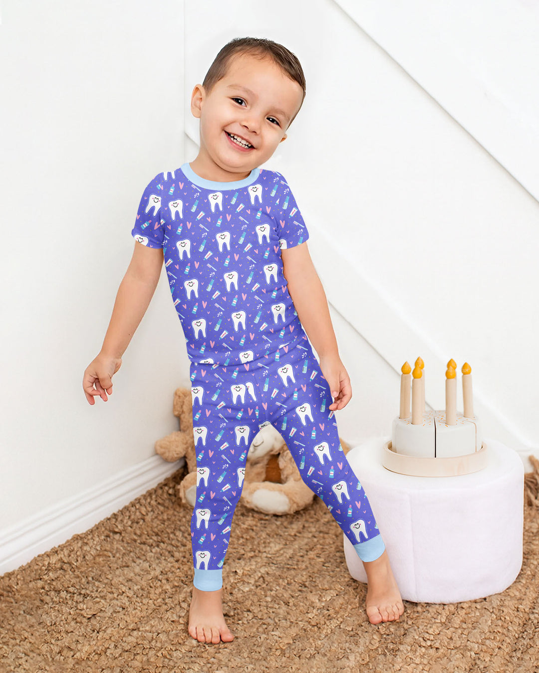 Brushing Teeth Bamboo Two-Piece Short Sleeve Pyjamas Set