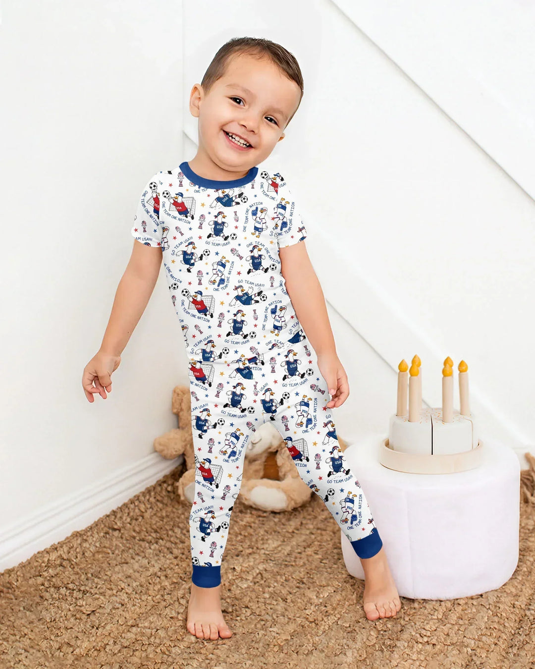 USA Soccer Goose Family Matching Bamboo Two Piece Short Sleeve Pajama Set