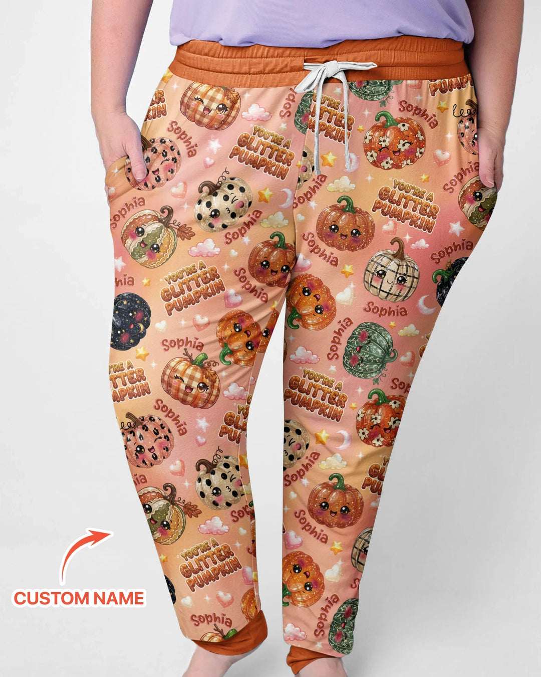 Custom Name You're A Glitter Pumpkin Bamboo Women Pajama Set