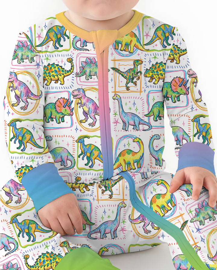 Dinosaur Colorful Stamps Bamboo Convertible Zippy