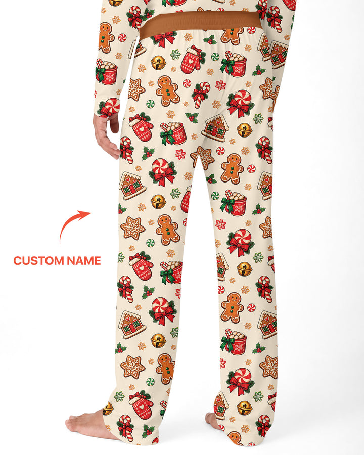 Custom Name Gingerbread The Bow Bamboo Men's Pajama Set