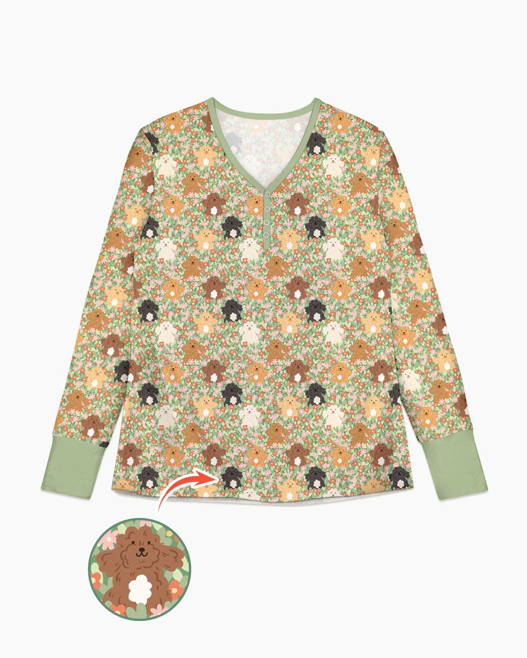 Puppy Garden Family Matching Bamboo Women Pajama Set