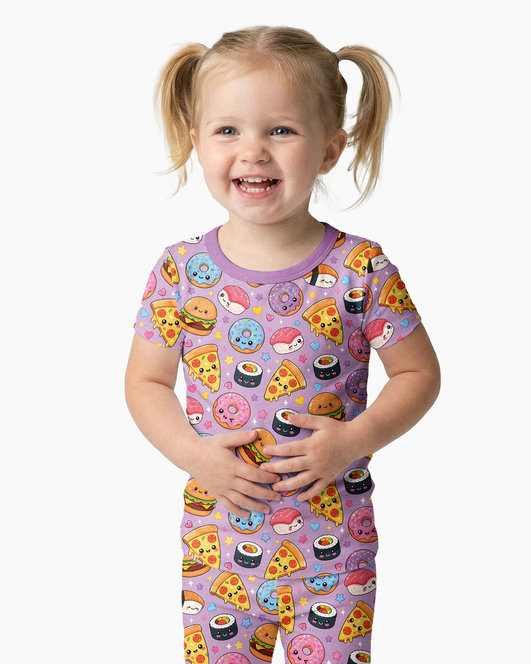 Kawaii Snack Party Bamboo Two Piece Short Sleeve Pajama Set
