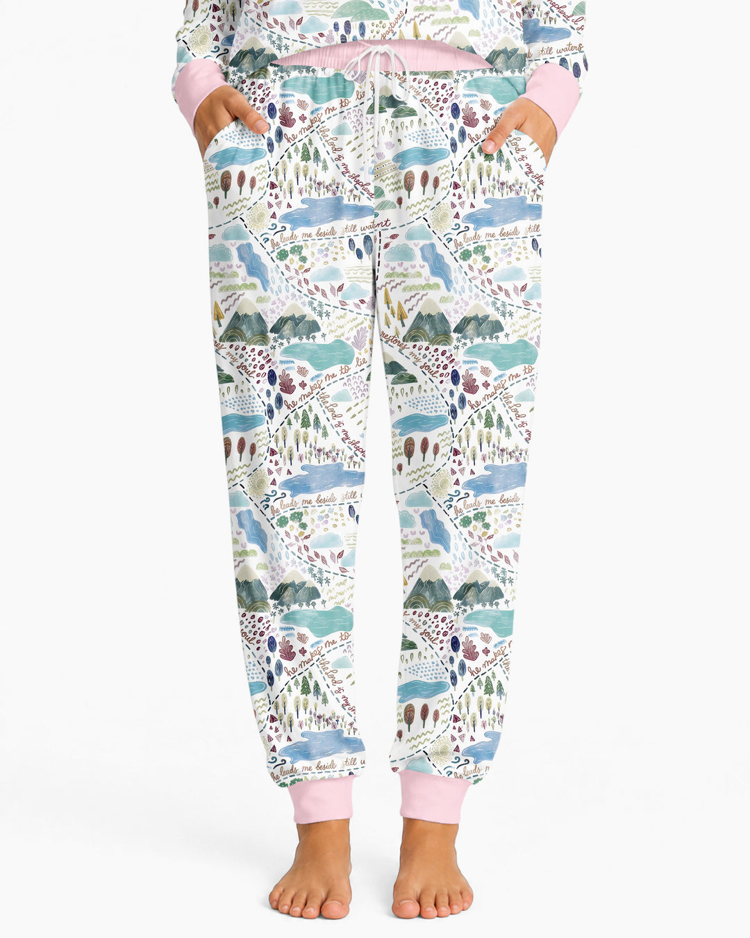 Whimsical Psalms 23 Map Bamboo Women Pajama Set