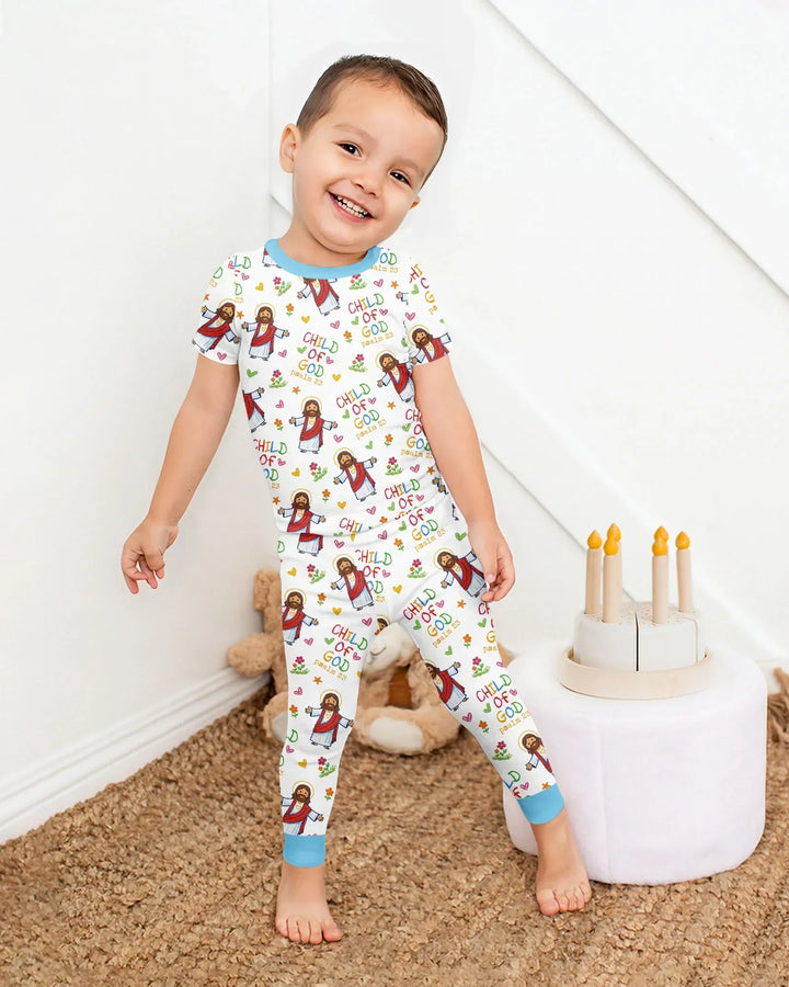 Jesus Loves Me Bamboo Two Piece Short Sleeve Pajama Set