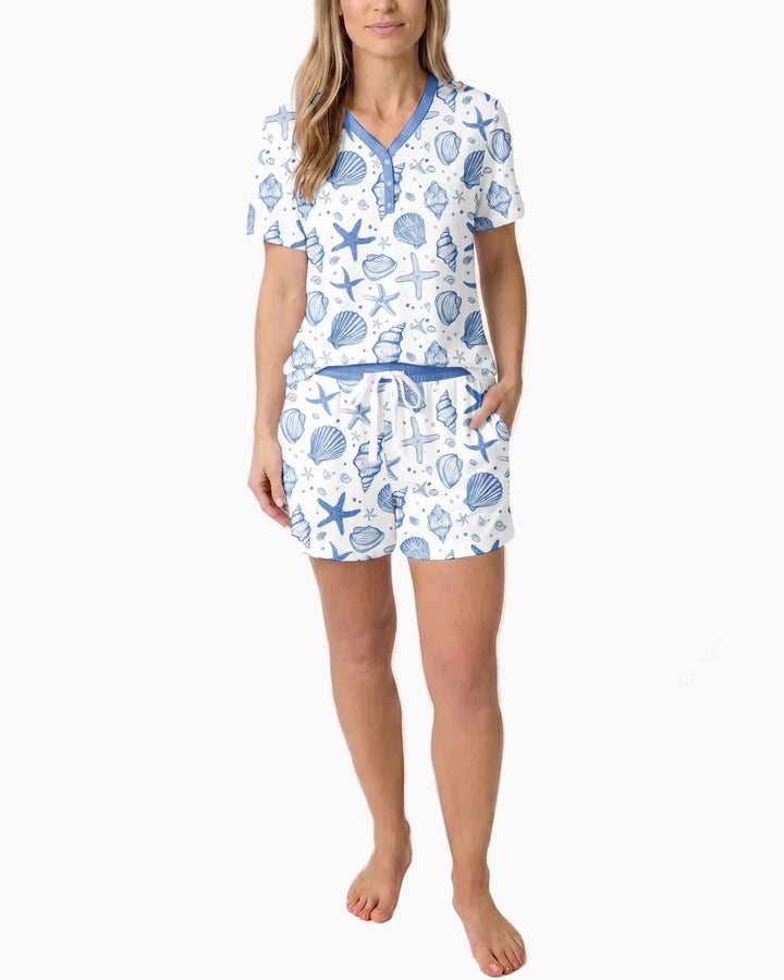 Coastal Charm Family Matching Bamboo Women Short Sleeve Short Pajama Set