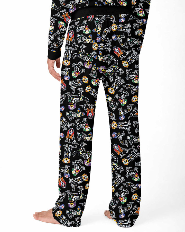 Dia De Los Muertos Doggie Bamboo Men's Pajama Set