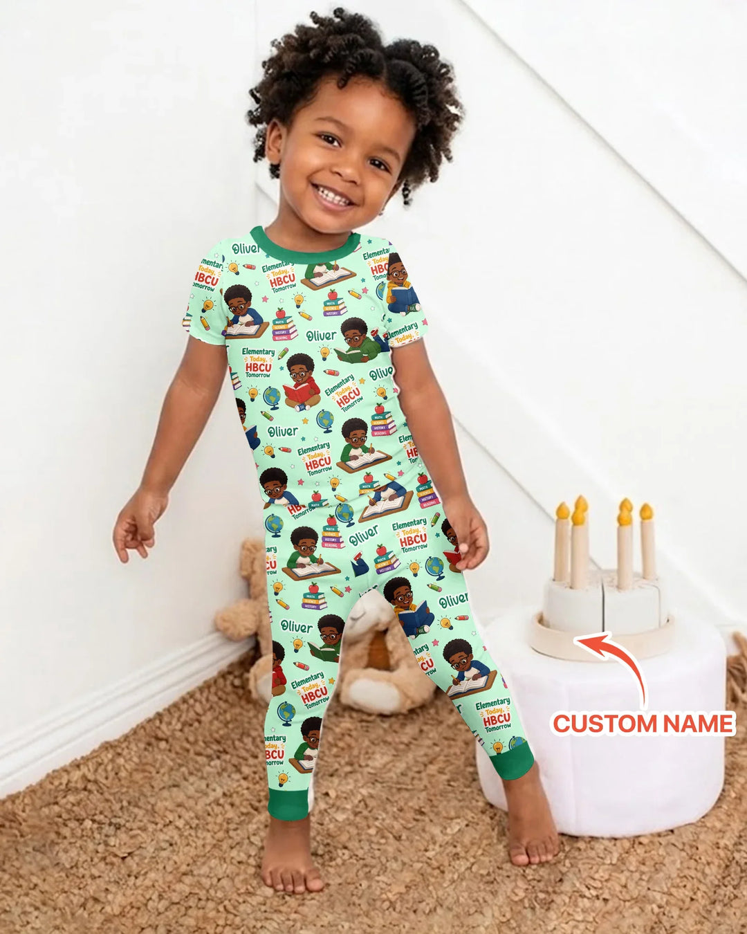 Custom Name Elementary Today HBCU Tomorrow Bamboo Two Piece Short Sleeve Pajama Set