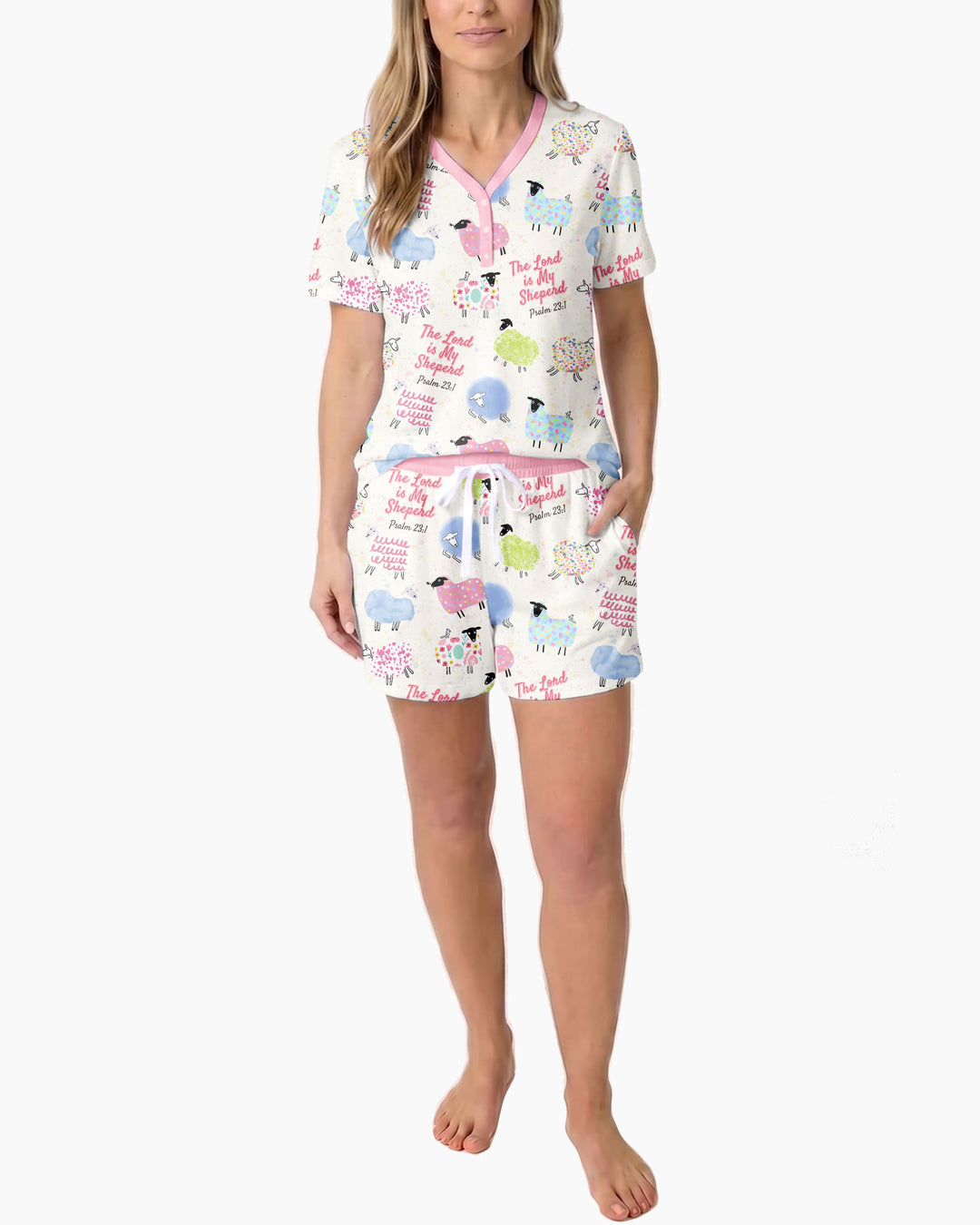 The Lord Is My Shepherd Psalm 23 Bamboo Women Short Sleeve Short Pajama Set