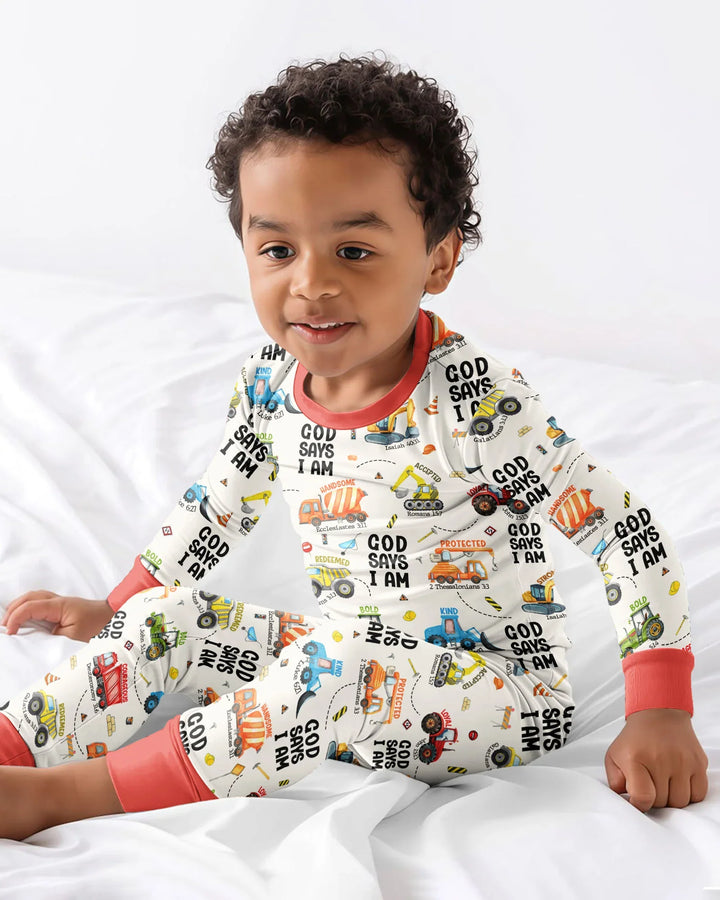 God Says I Am Boy Bamboo Two Piece Long Sleeve Pajama Set