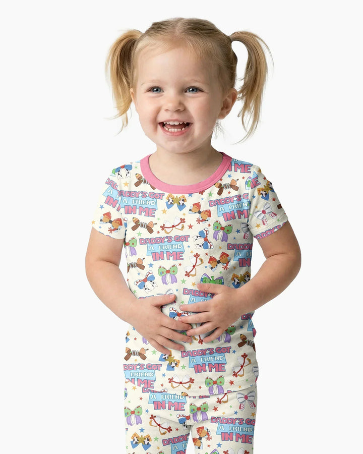 Daddy's Got A Friend In Me Bamboo Two Piece Short Sleeve Pajama Set