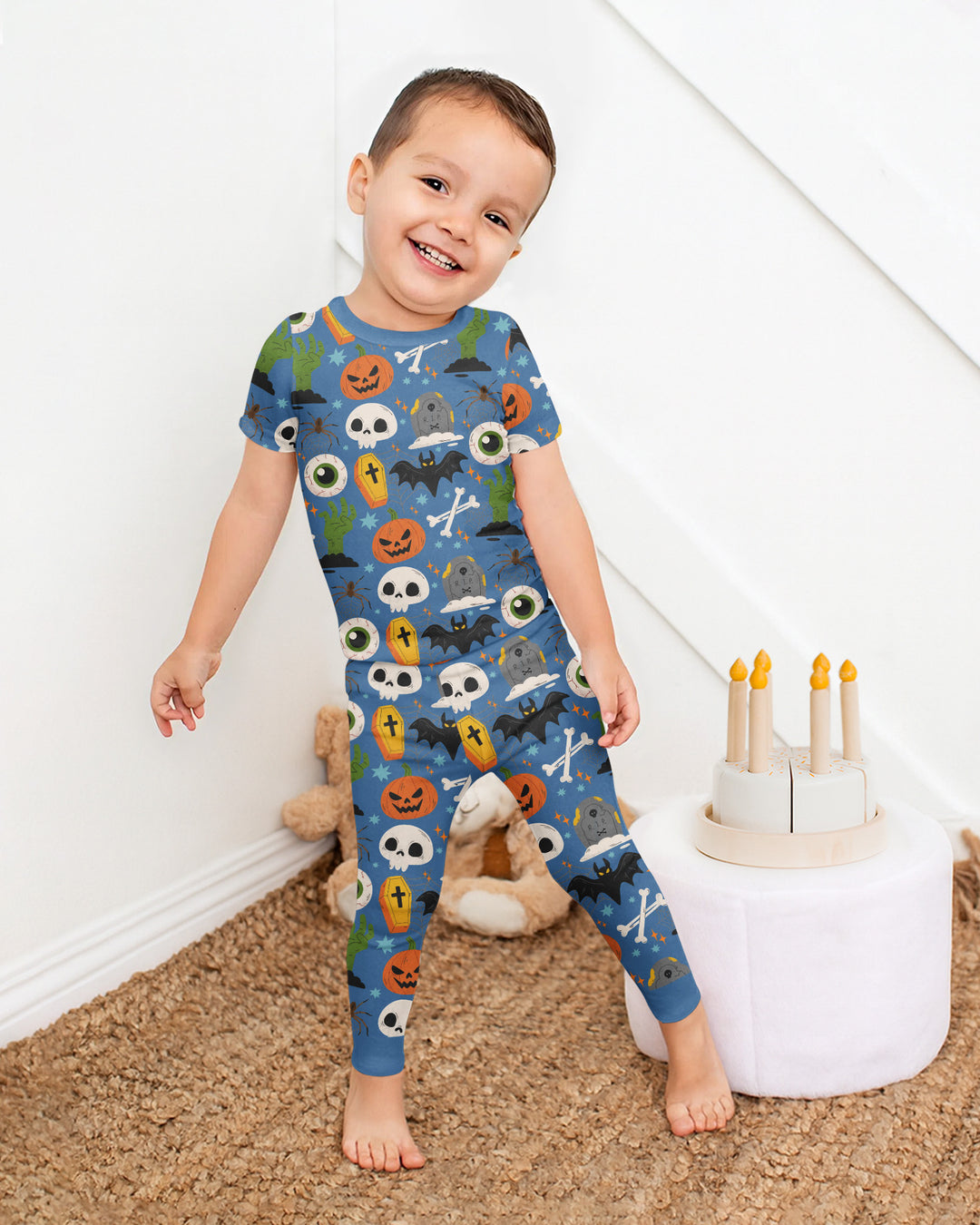 Little Monsters Bamboo Two Piece Short Sleeve Pyjamas Set For Haloween
