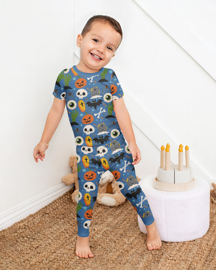 Little Monsters Bamboo Two Piece Short Sleeve Pyjamas Set For Haloween