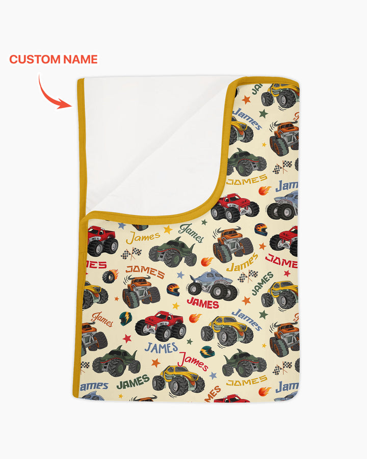 Personalized Monster Truck Bamboo Blanket