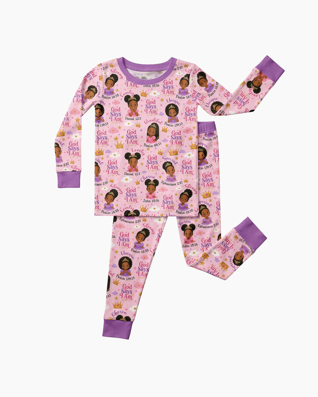 Black Princess God Says I Am Bamboo Two Piece Long Sleeve Pajama Set