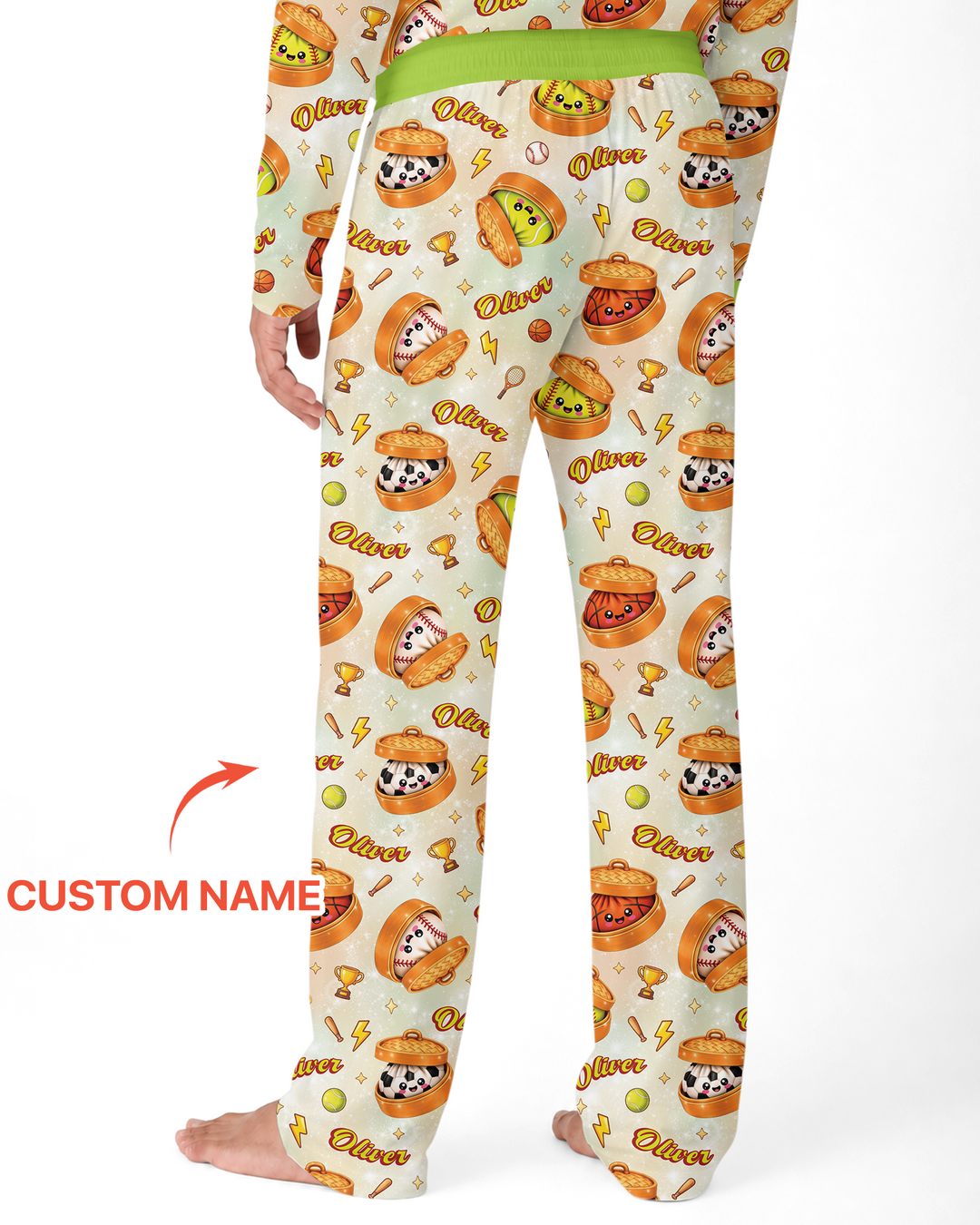 Custom Name Sports Dumpling Bamboo Men's Pajama Set