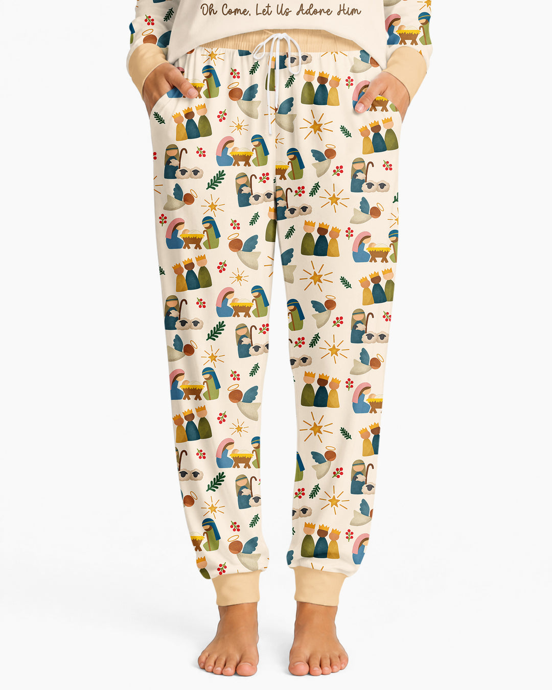 Oh Come, Let Us Adore Him Family Matching Bamboo Women Pajama Set