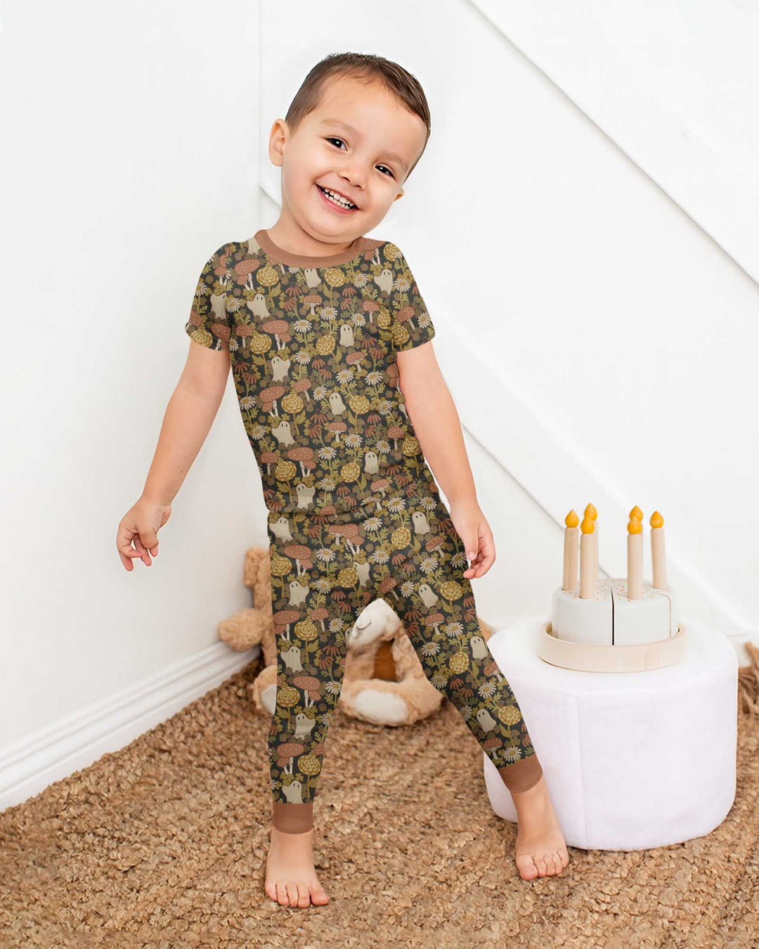 Ghost Garden Dark Autumn Bamboo Two Piece Short Sleeve Pajama Set