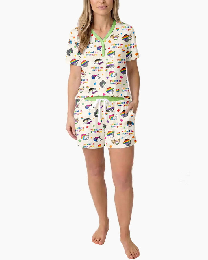Rainbow Paws Family Matching Bamboo Women Short Sleeve Short Pajama Set