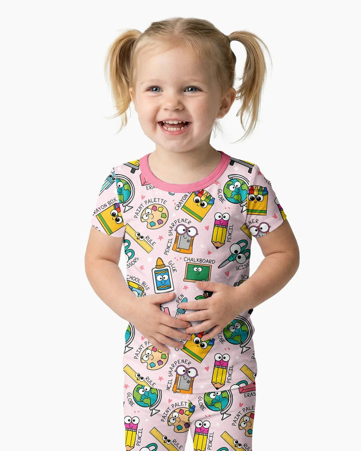 Happy School Pals Two Piece Short Sleeve Pajama Set