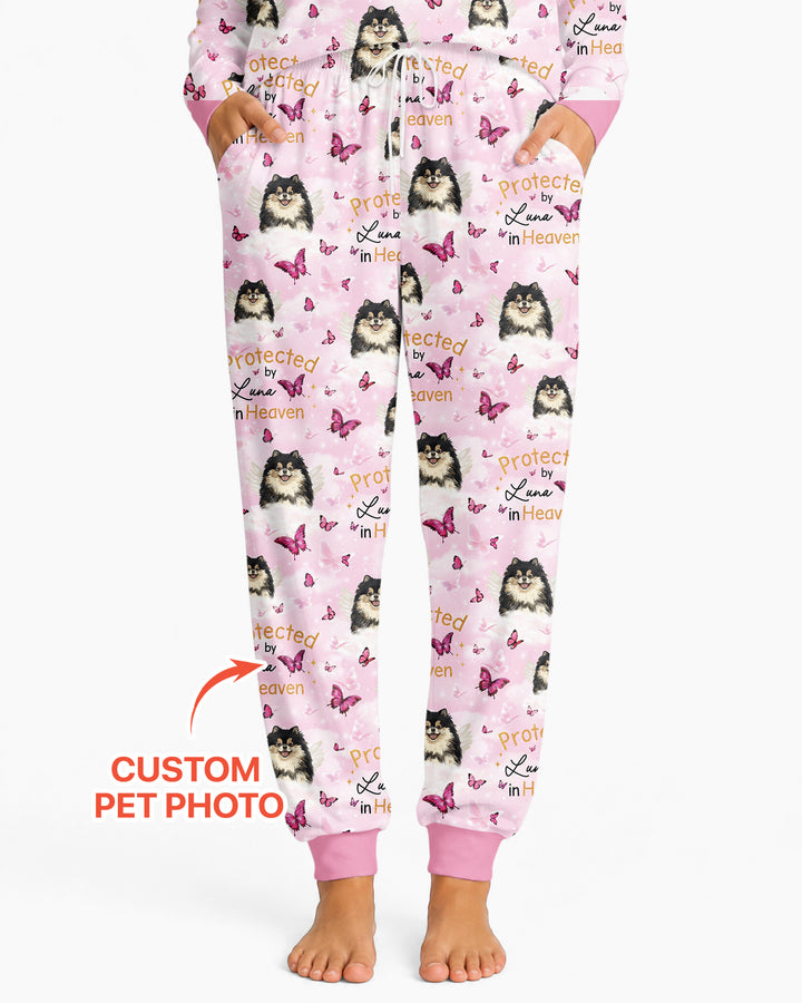 Custom Pet Photo Protected By Heaven Family Bamboo Women Pajama Set