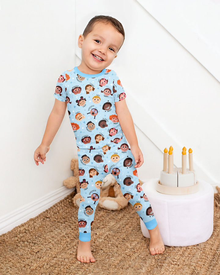 Feelings Vocabulary Bamboo Two Piece Short Sleeve Pajama Set