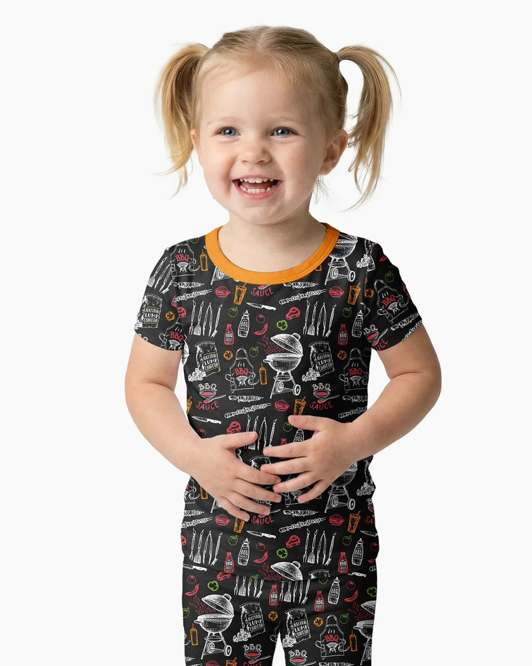 Backyard BBQ Party Family Matching Bamboo Two Piece Short Sleeve Pajama Set