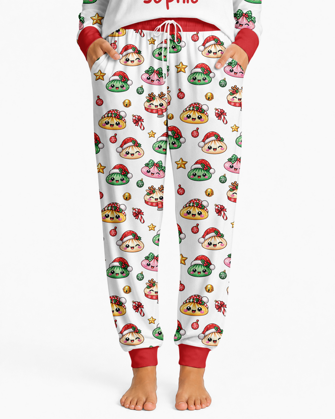 Custom Name Christmas Dumpling The Bow Bamboo Women Pajama Set