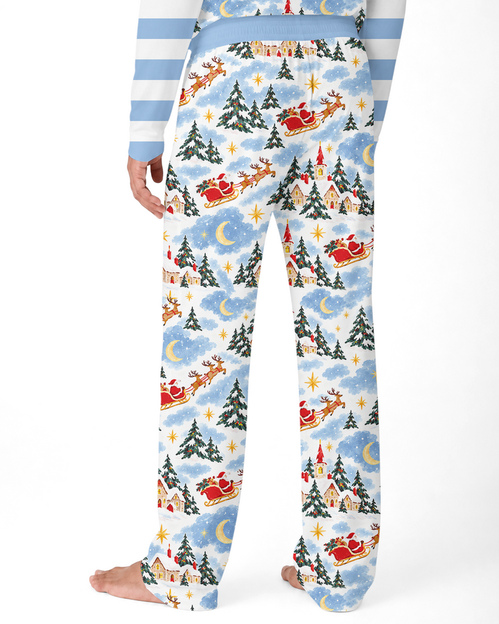 Whimsical Santa's Winter Village Bamboo Men's Pajama Set