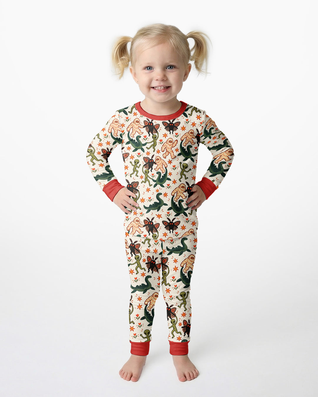 Dancing Cryptids Bamboo Two Piece Long Sleeve Pajama Set