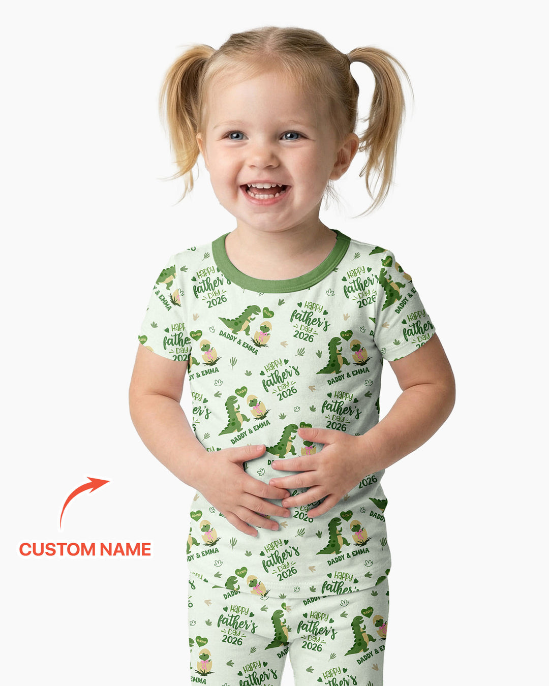 Custom Name Fathers Day 2026 Bamboo Two Piece Short Sleeve Pajama Set