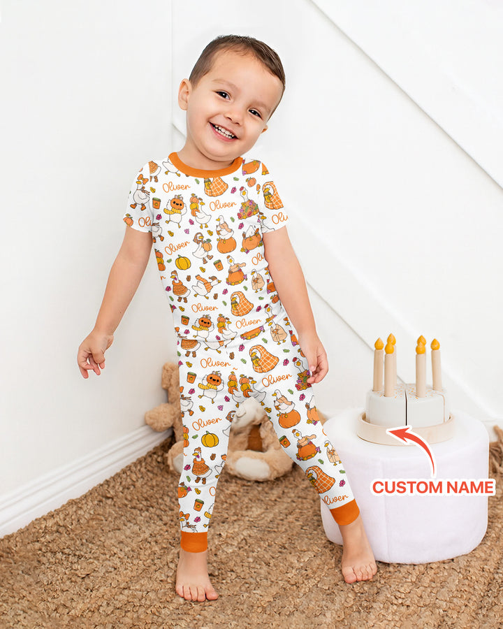Fall Silly Goose Bamboo Two Piece Short Sleeve Pajama Set