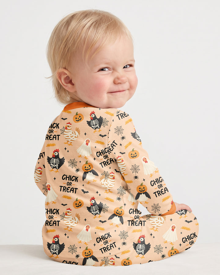 Halloween Chick Or Treat Bamboo Two Piece Long Sleeve Pajama Set