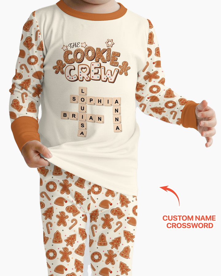 Custom Crossword Cookie Crew Bamboo Two Piece Long Sleeve Pajama Set