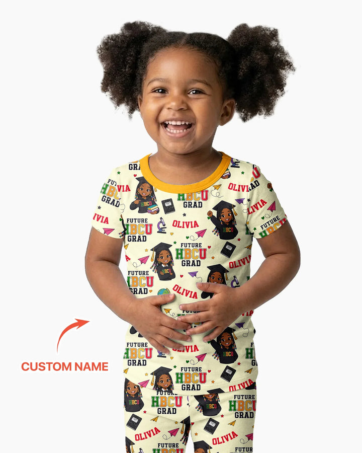 Custom Name Future HBCU Grad Bamboo Two Piece Short Sleeve Pajama Set