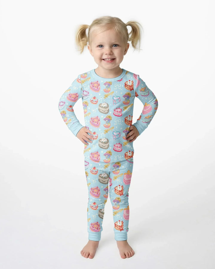 Custom Princess Baby Birthday Bamboo Two Piece Long Sleeve Pajama Set