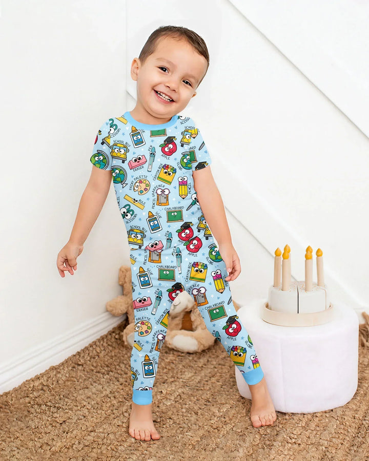 Happy School Pals Two Piece Short Sleeve Pajama Set