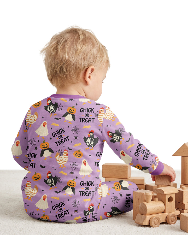 Halloween Chick Or Treat Bamboo Two Piece Long Sleeve Pajama Set