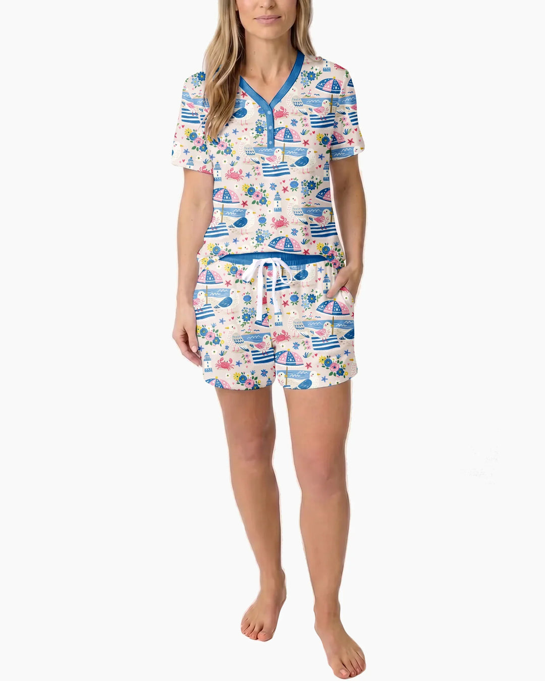 A Day At The Shore Bamboo Women Short Sleeve Short Pajama Set