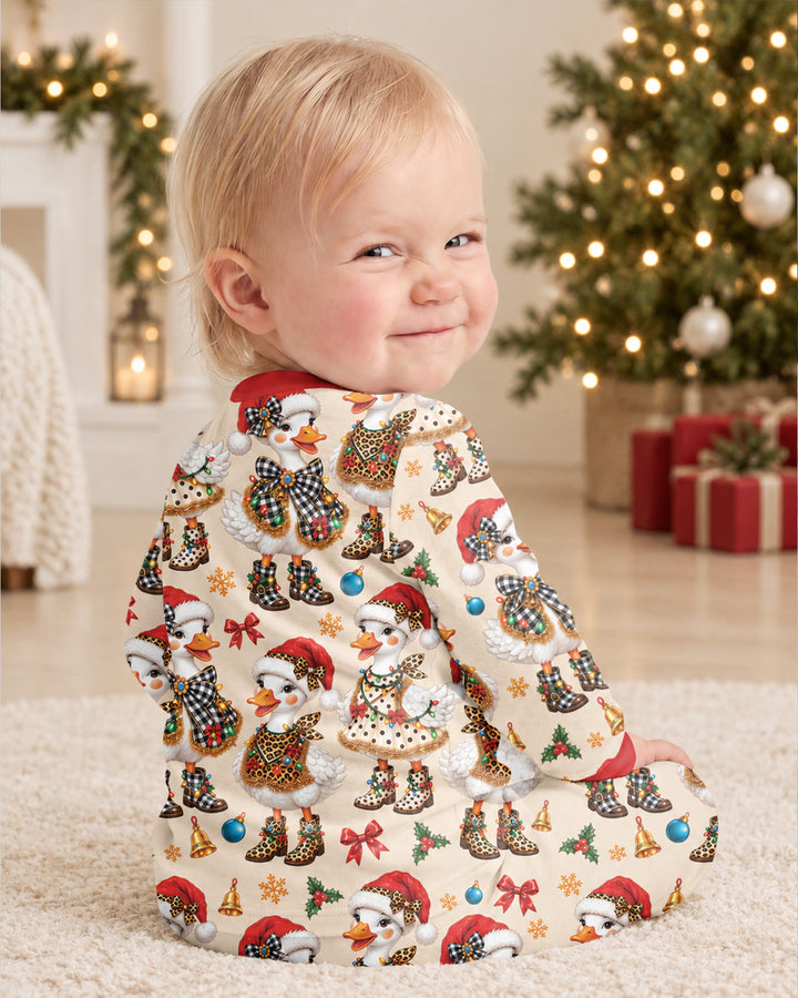 Holly Jolly Cowgirl Ducks Bamboo Two Piece Long Sleeve Pajama Set