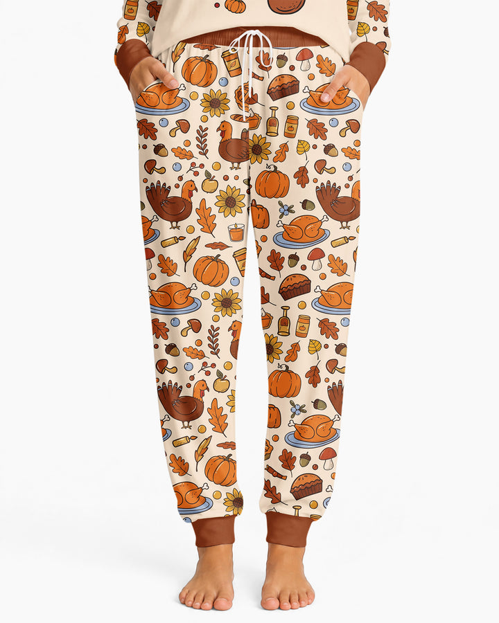 Funny Turkey on Thanksgiving Bamboo Women Pajama Set