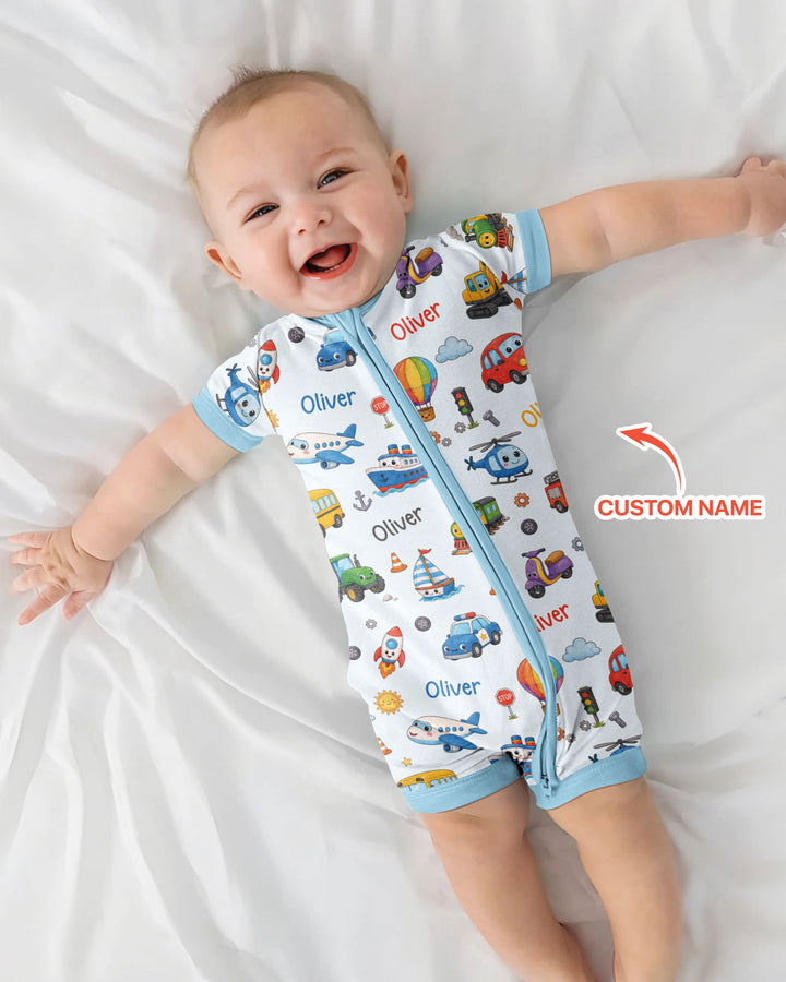 Custom Name Cute Transport Bamboo Shorty Zippy