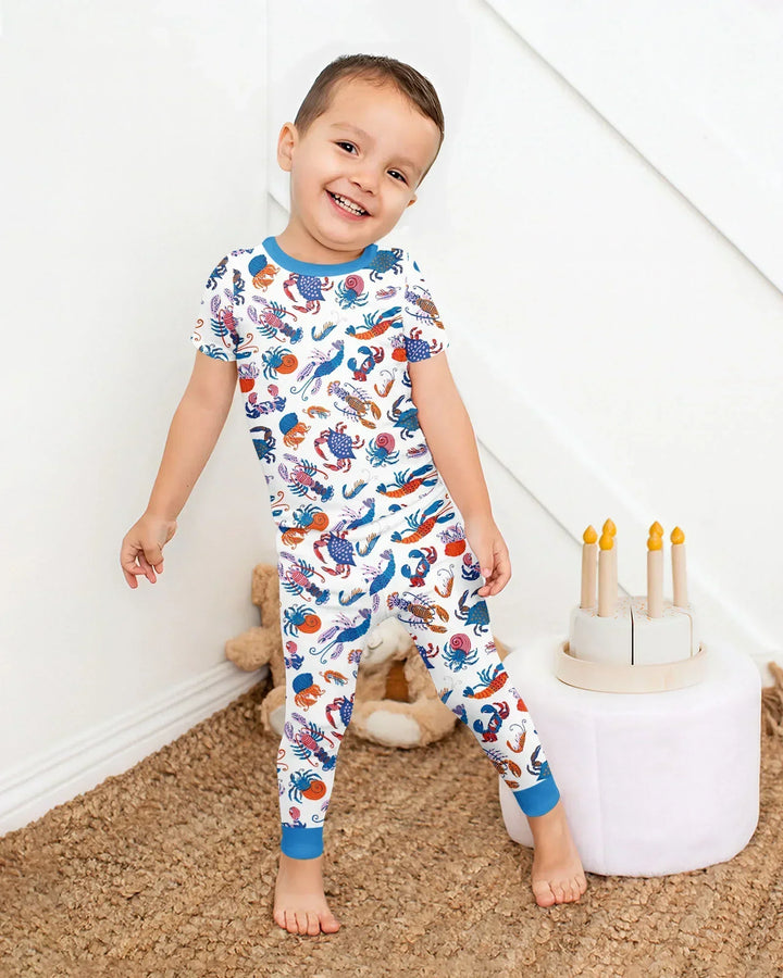 Crustacean Nation Family Matching Bamboo Two Piece Short Sleeve Pajama Set