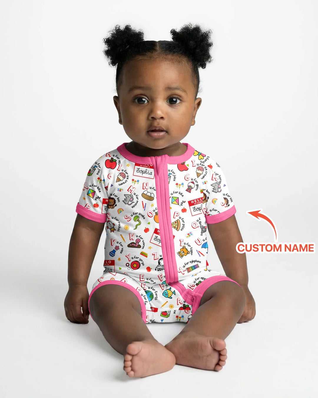 Custom Name Hello School ABCs Bamboo Shorty Zippy